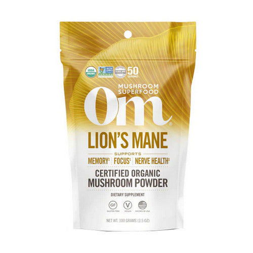 Om Mushrooms, Organic Mushroom Nutrition Supplement Powder Lions Mane, 3.5 Oz