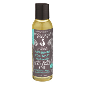 Soothing Touch, Ayurveda Bath Body And Massage Oil Peppermint Rosemary, 4 Oz