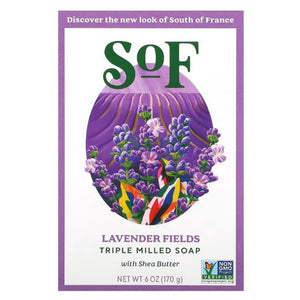 South Of France Soaps, Triple Milled Soap Bar Lavender Fields, 6 Oz