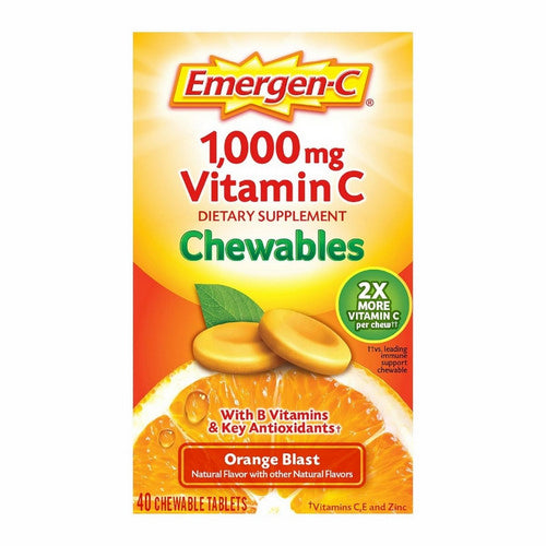 Emergen-C, Vitamin C Chewables Orange Blast, 1000 mg, 40 Tablets