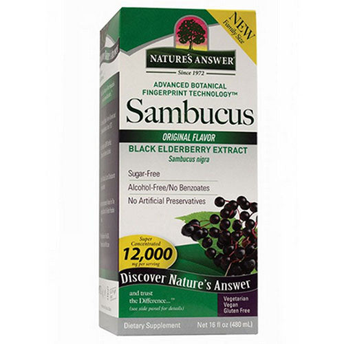 Nature's Answer, Sambucus Black Elderberry Alcohol-Free, 12000 Mg, 16 Oz