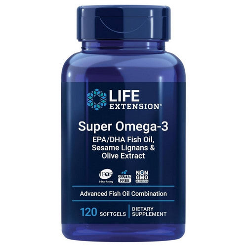 Life Extension, Super Omega 3 EPA And DHA Fish Oil Sesame Lignans And Olive Extract, 120 Soft Gels