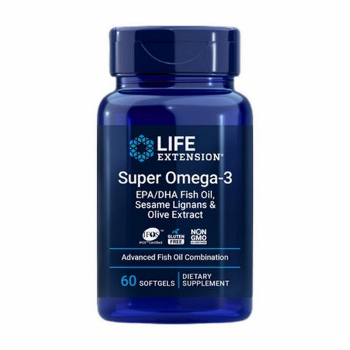 Life Extension, Super Omega-3 EPA/DHA Fish Oil Sesame Lignans & Olive Extract, 60 Softgels