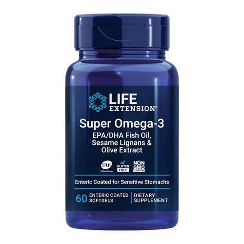 Life Extension, Super Omega-3 EPA/DHA Fish Oil, Sesame Lignans & Olive Extract Enteric Coated, 60 Soft Gels