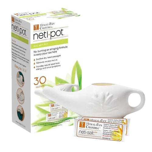 Himalayan Institute, Eco Neti Pot with 30 Neti Salt sachets, 7 oz