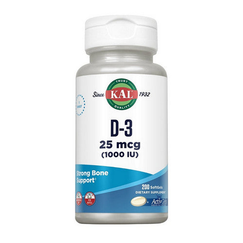Kal, D-3, 1,000 IU, 200 Softgels