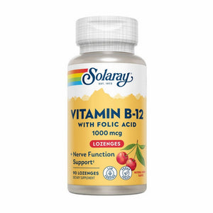 Solaray, Vitamin B-12 With Folic Acid Lozenges Natural Cherry, 1000 Mg, 90 Lozenges