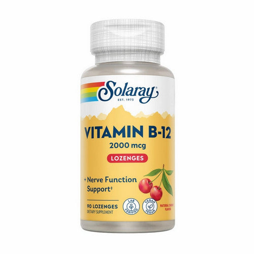 Solaray, Vitamin B-12 Natural Cherry, 2000 Mcg, 90 Lozenges