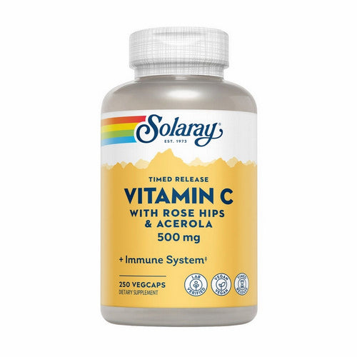 Solaray, Timed Release Vitamin C With Rose Hips And Acerola, 500 Mg, 250 Veg Caps