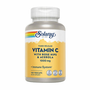 Solaray, Timed Release Vitamin C With Rose Hips And Acerola, 1000 Mg, 100 Veg Caps