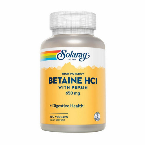 Solaray, High Potency Betaine Hcl With Pepsin, 650 Mg, 100 Veg Caps