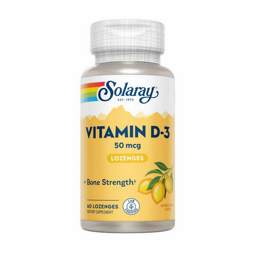 Solaray, Vitamin D-3, 2,000 IU, Lemon 60 Lozenges