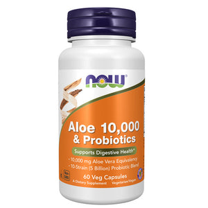 Now Foods, Aloe 10,000 & Probiotics, 60 Veg Capsules