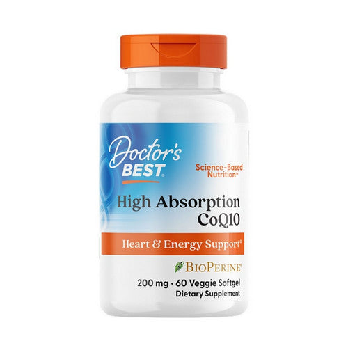 Doctors Best, High Absorption COQ10 with Bioperine, 200 mg, 60 Veggie Softgels