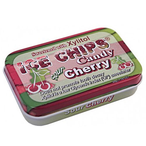 Ice Chips Candy, Hand Crafted Candy Tin Cherry Sour, 1.76 Oz