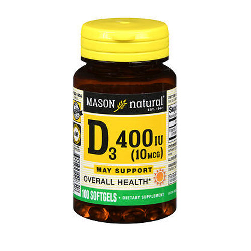 Mason, Vitamin D3, 10 Mcg, 100 Softgels