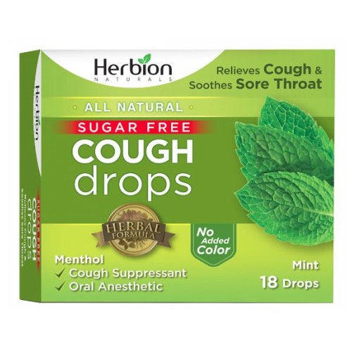 Herbion, Cough Drops Sugar Free Mint, 18 Lozenges