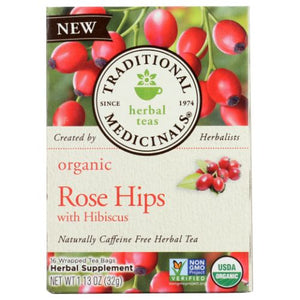 Traditional Medicinals, Organic Rose Hips With Hibiscus Tea, 16 Bags