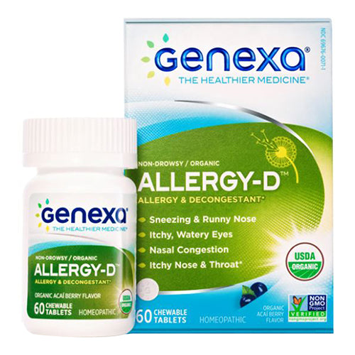 Genexa, Allergy Care Non-Drowsy Organic Allergy And Decongestant Organic Acai Berry, 60 Tabs