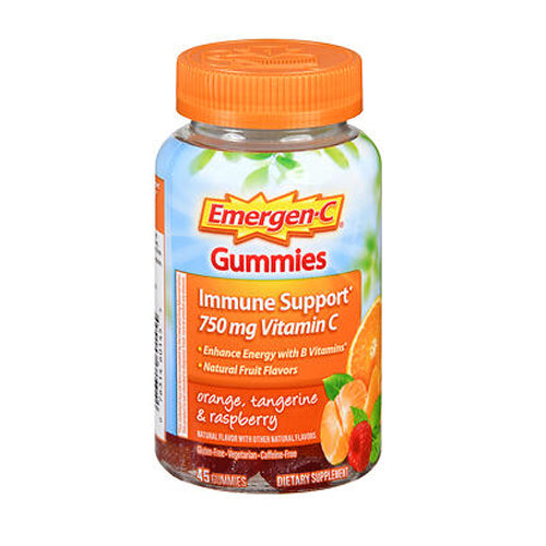Emergen-C, Immune Support Vitamin C Gummies Orange Tangerine & Raspberry, 750 Mg, 45 Count