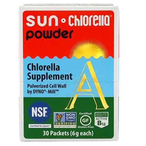 Sun Chlorella, Powder Green Algae Superfood Supplement Chlorophyll, 30 Packets