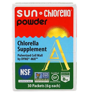 Sun Chlorella, Powder Green Algae Superfood Supplement Chlorophyll, 30 Packets