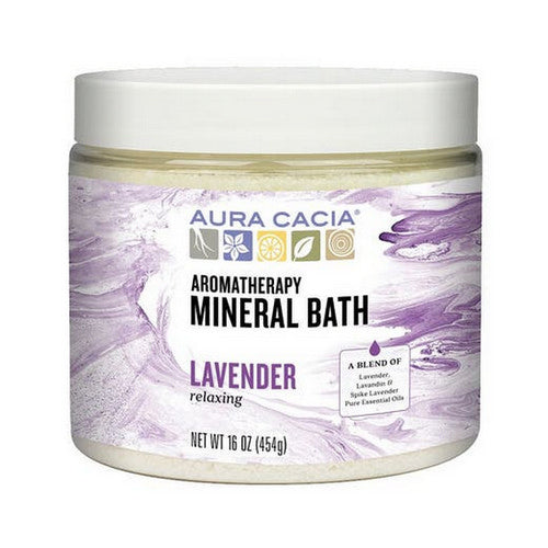 Aura Cacia, Aromatherapy Mineral Bath Relaxing Lavender, 16 Oz