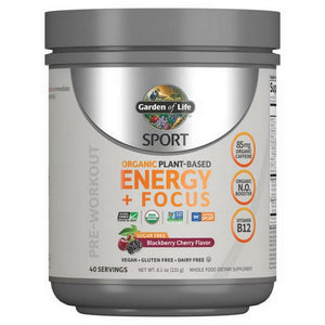 Garden of Life, Sport Organic Plant-Based Energy + Focus Blackberry Cherry, 8.1 Oz