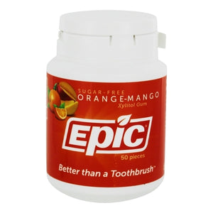 Epic Dental, Xylitol Orange Mango Chewing Gum Sugar Free, 50 Count