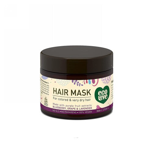 Eco Love, Hair Mask For Colored And Very Dry Hair Blueberry Grape And Lavender, 11.8 Oz