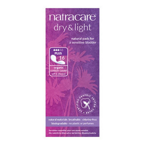 Natracare, Organic Cotton Cover Dry And Light Pads Plus, 16 Count