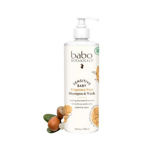 Babo Botanicals, Sensitive Baby Shampoo And Wash Fragrance Free, 16 Oz