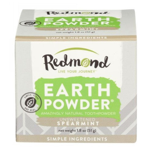 Redmond, Earthpowder All Natural Tooth and Gum Powder, Unsweetened Spearmint 1.8 Oz