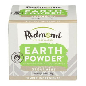 Redmond, Earthpowder All Natural Tooth and Gum Powder, Unsweetened Spearmint 1.8 Oz