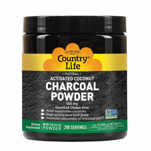 Country Life, Activated Coconut Charcoal Powder, 500 mg, 5 Oz