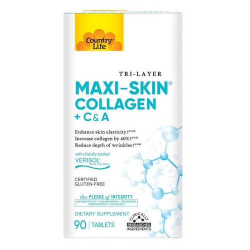 Country Life, Maxi Skin Collagen, 90 Tabs