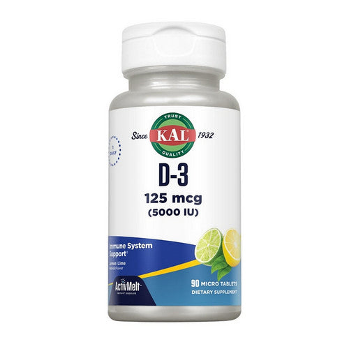 Kal, Ultra D-3 5000 IU ActivMelt Vegetarian, LemonLime 90 Count
