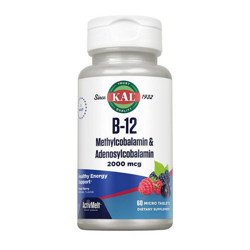 Kal, B-12 Methylcobalamin And Adenosylcobalamin Mixed Berry, 2000 Mcg, 60 Count