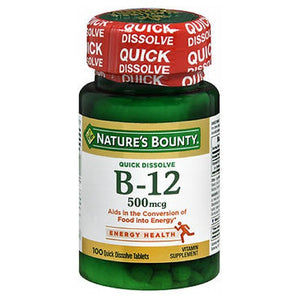 Nature's Bounty, Vitamin B-12 Quick Dissolve Tablets, 500 mcg, 24 X 100 Tabs