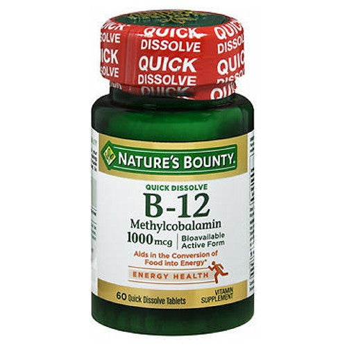 Nature's Bounty, Quick Dissolve Vitamin B-12 Methylcobalamin, 1000 mcg, 24 X 60 Tabs