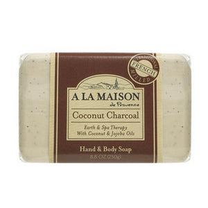 A La Maison, French Milled Hand And Body Bar Soap Coconut Charcoal, 8.8 Oz