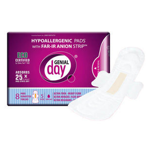Genial Day, Super Absorbent Heavy Flow Pads, 8 Count