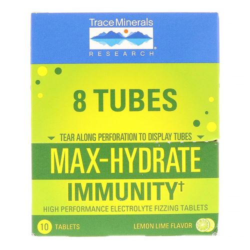 Trace Minerals, Max-Hydrate Immunity Lemon Lime, 8 Tablets