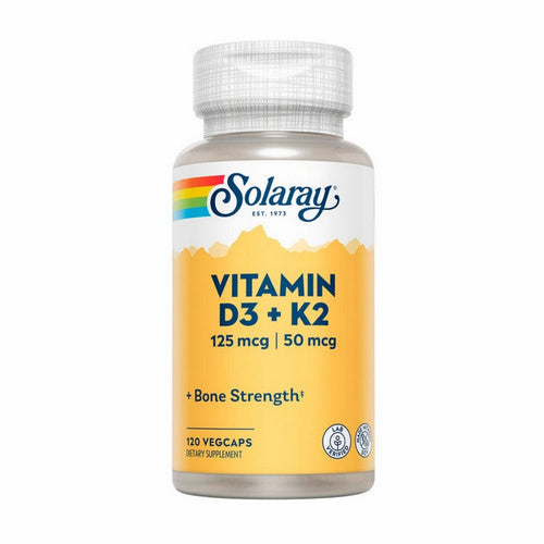 Solaray, Vitamin D3 Plus K2, 120 Veg Caps