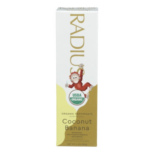 Radius, Kids Organic Toothpaste Fluoride Free Coconut Banana, 3 Oz