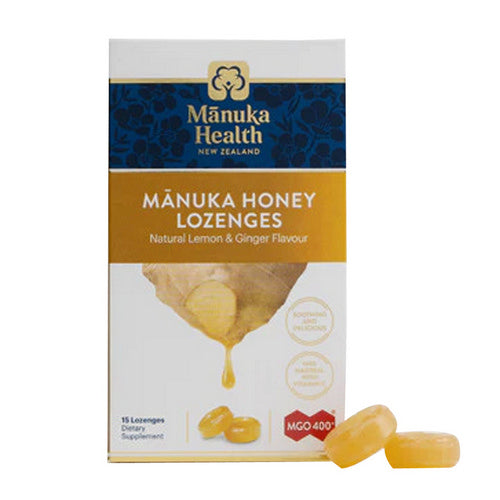Manuka Health, Manuka Honey Lozenges Mgo 400+ Ginger And Lemon, 15 Count