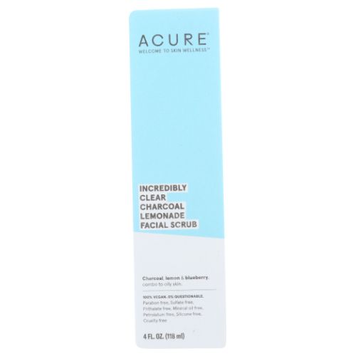 Acure, Clear Charcoal Lemonade Facial Scrub, 4 Oz
