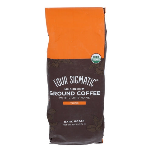 Four Sigma Foods Inc, Organic Coffee With Lion'S Mane And Chaga Mushrooms Ground Dark Roast, 10 Oz
