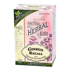 The Mate Factor, Organic Ginkgo Recall With Turmeric And Gotu Kola Herbal Tea, 20 Bags
