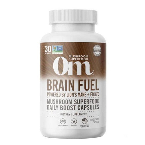 Om Mushrooms, Brain Fuel Powered By Lion'S Mane Plus Folate, 667 Mg, 90 Veg Caps
